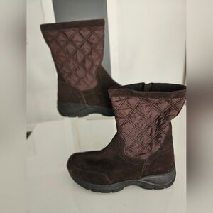 Ladies Brown Suede/ Quilted Winter Boots 9
